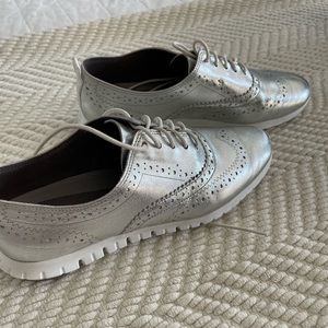 Cole Haan Zero Grand Women’s Wingtip in shiny silver